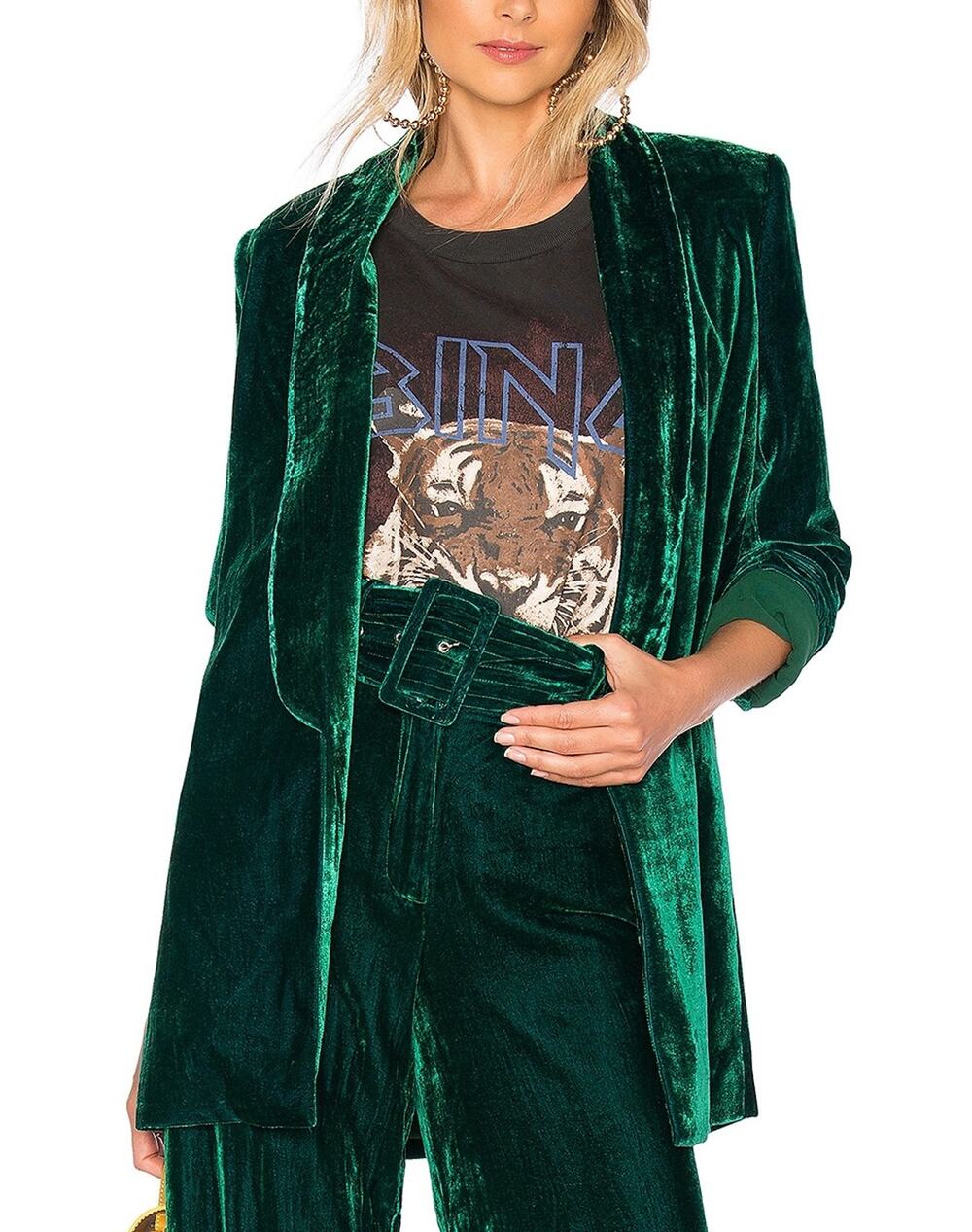 House Of Harlow 1960 Velvet Emerald Chloe Boyfriend Blazer Size S